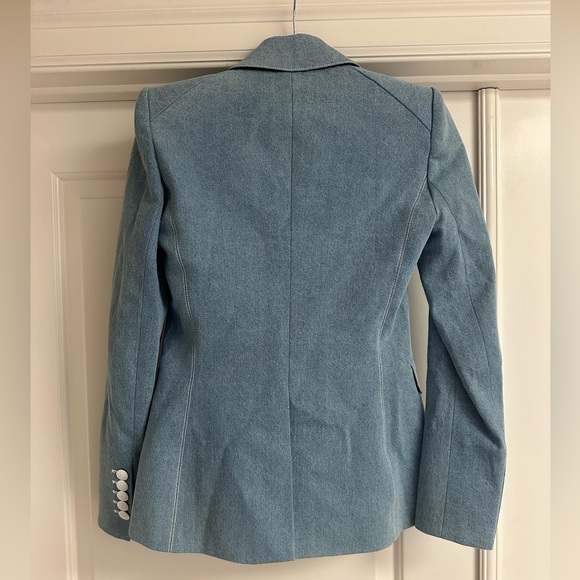 ❌SOLD❌Veronica Beard Miller Dickey Denim Blazer RARE white buttons blue leo - Picture 5 of 11